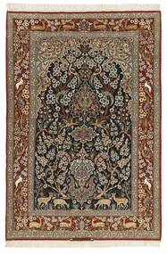 絨毯 イスファハン 絹の縦糸 115X183 茶色/ブラック (ウール, ペルシャ/イラン)
