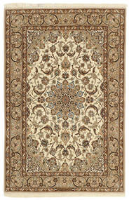 111X169 絨毯 イスファハン 絹の縦糸 オリエンタル 茶色/オレンジ (ペルシャ/イラン)