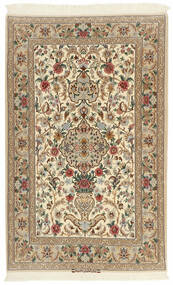  イスファハン 絹の縦糸 絨毯 101X161 ペルシャ ウール 茶色/オレンジ 小
