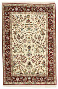 109X162 Isfahan Seidenkette Teppich Orientalischer Braun/Schwarz ( Persien/Iran)