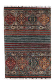 絨毯 Shabargan 80X122 ブラック/茶色 (ウール, アフガニスタン)