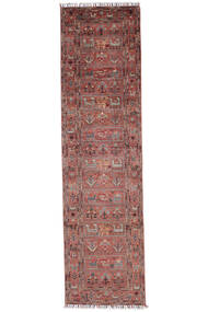 80X302 Tapete Shabargan Moderno Passadeira Vermelho Escuro/Castanho (Lã, Afeganistão) Carpetvista