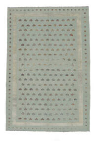 絨毯 キリム Nimbaft 245X364 グリーン/ダークイエロー (ウール, アフガニスタン)