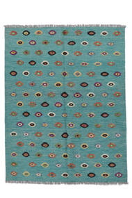 絨毯 キリム Nimbaft 156X199 ダークターコイズ/ブラック (ウール, アフガニスタン)