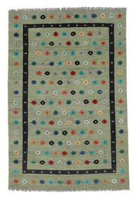 絨毯 キリム Nimbaft 200X301 グリーン/ダークグリーン (ウール, アフガニスタン)