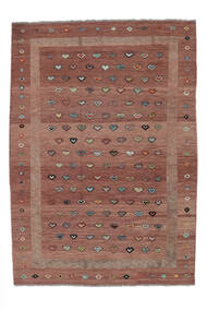 絨毯 キリム Nimbaft 207X291 ダークレッド/茶色 (ウール, アフガニスタン)