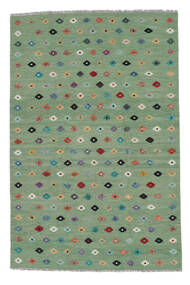 絨毯 キリム Nimbaft 198X303 グリーン/ダークグリーン (ウール, アフガニスタン)