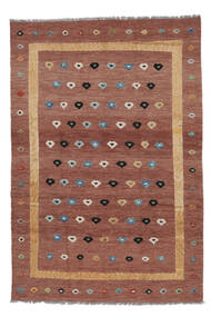 絨毯 キリム Nimbaft 204X296 ダークレッド/茶色 (ウール, アフガニスタン)