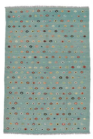 絨毯 キリム Nimbaft 197X300 グリーン/ダークターコイズ (ウール, アフガニスタン)