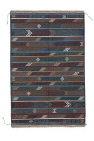 絨毯 キリム ゴルバリヤスタ 119X183 ブラック/ダークイエロー (ウール, アフガニスタン)