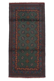  Afghan Fine Vloerkleed 100X202 Zwart/Donkerrood Carpetvista