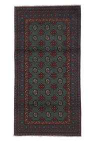  Afghan Fine Vloerkleed 100X193 Zwart Carpetvista
