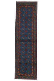  Oriental Afghan Fine Rug 80X285 Runner
 Black Wool, Afghanistan Carpetvista