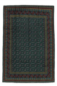Afghan Fine Teppich 197X293 Schwarz Wolle, Afghanistan Carpetvista