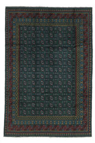  Afghan Fine Vloerkleed 195X287 Wol Zwart Carpetvista
