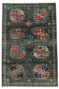 絨毯 Shabargan 124X186 ブラック/ダークレッド (ウール, アフガニスタン)