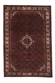  Orientalischer Hosseinabad Teppich 207X308 Schwarz/Dunkelrot Wolle, Persien/Iran Carpetvista