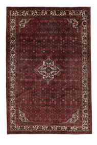  Orientalischer Hosseinabad Teppich 202X305 Schwarz/Dunkelrot Wolle, Persien/Iran Carpetvista