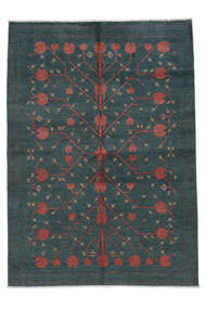  167X232 Kazak Fine Rug Black/Dark Red Afghanistan Carpetvista