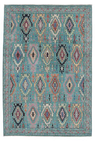 Kazak Fine Teppich 201X295 Dunkeltürkis/Dunkelgrau Wolle, Afghanistan Carpetvista