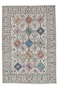  167X236 Kazak Fine Teppich Dunkelgrau/Orange Afghanistan Carpetvista