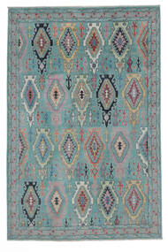 193X289 Kazak Fine Teppich Orientalischer Dunkeltürkis/Dunkelgrau (Wolle, Afghanistan) Carpetvista
