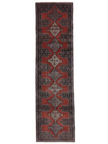  Persian Senneh Rug 75X277 Black/Dark Red Carpetvista