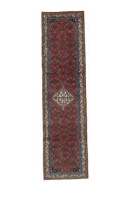 絨毯 ハマダン 80X305 廊下 カーペット ブラック/ダークレッド (ウール, ペルシャ/イラン)
