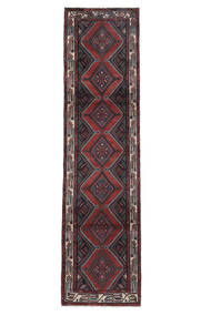 絨毯 ハマダン 77X306 廊下 カーペット ブラック/ダークレッド (ウール, ペルシャ/イラン)