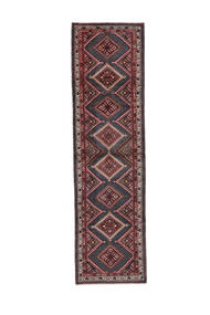 絨毯 ハマダン 85X316 廊下 カーペット ブラック/ダークレッド (ウール, ペルシャ/イラン)