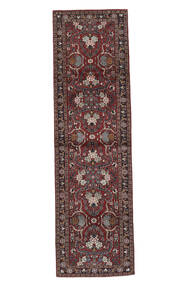 絨毯 ペルシャ ハマダン 90X309 廊下 カーペット ブラック/ダークレッド (ウール, ペルシャ/イラン)