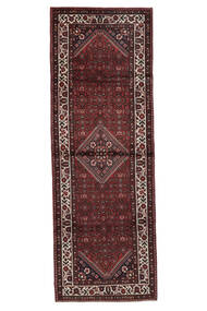 111X317 絨毯 ホセイナバード オリエンタル 廊下 カーペット ブラック/ダークレッド (ウール, ペルシャ/イラン) Carpetvista