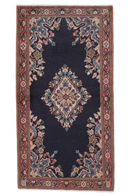 絨毯 ケルマン 66X125 ブラック/ダークレッド (ウール, ペルシャ/イラン)