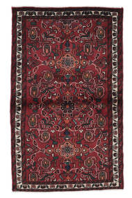  Persischer Hamadan Teppich 95X155 Schwarz/Dunkelrot (Wolle, Persien/Iran)