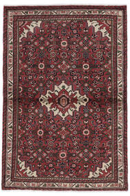  Orientalischer Hosseinabad Teppich 110X162 Schwarz/Dunkelrot Wolle, Persien/Iran Carpetvista