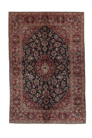 絨毯 カシャン 143X213 ブラック/ダークレッド (ウール, ペルシャ/イラン)