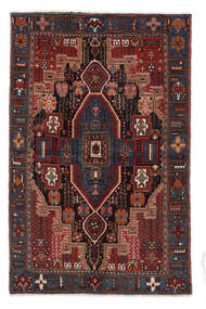 絨毯 ペルシャ ナハバンド 142X219 ブラック/ダークレッド (ウール, ペルシャ/イラン)