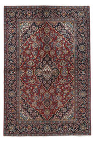 絨毯 カシャン 135X203 ブラック/ダークレッド (ウール, ペルシャ/イラン)