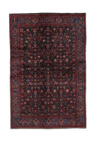 137X212 Hamadan Teppich Orientalischer Schwarz/Dunkelrot (Wolle, Persien/Iran) Carpetvista