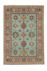  Orientalischer Kazak Fine Teppich 200X293 Grün/Braun Wolle, Afghanistan Carpetvista