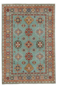 Kazak Fine Rug 201X297 Green/Brown Wool, Afghanistan Carpetvista