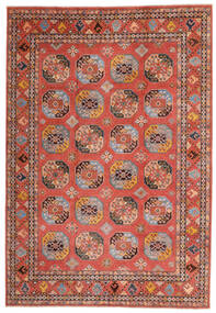 Kazak Fine Teppe 241X348 Mørk Rød/Brun Ull, Afghanistan Carpetvista