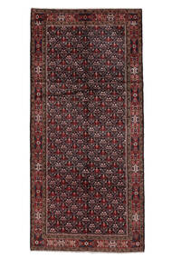 160X336 絨毯 オリエンタル ホセイナバード 廊下 カーペット ブラック/ダークレッド (ウール, ペルシャ/イラン) Carpetvista