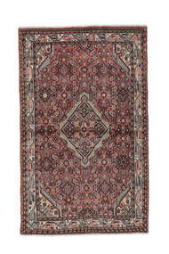 絨毯 ペルシャ ハマダン 98X159 ダークレッド/ブラック (ウール, ペルシャ/イラン)