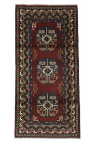  Orientalischer Afghan Fine Teppich 93X197 Läufer Schwarz/Braun Wolle, Afghanistan Carpetvista