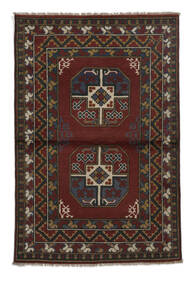 98X147 絨毯 オリエンタル アフガン Fine ブラック/茶色 (ウール, アフガニスタン) Carpetvista