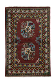  98X149 Afghan Fine Vloerkleed Zwart/Bruin Afghanistan Carpetvista