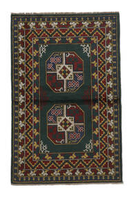  Afghan Fine Vloerkleed 100X154 Zwart/Bruin Carpetvista