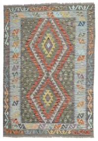 129X184 Tapis D'orient Kilim Afghan Old Style Vert Foncé/Gris Foncé (Laine, Afghanistan) Carpetvista