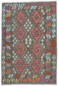  Kelim Afghan Old Style Matot 128X184 Villamatto Ruskea/Tummankeltainen Pieni Matto Carpetvista